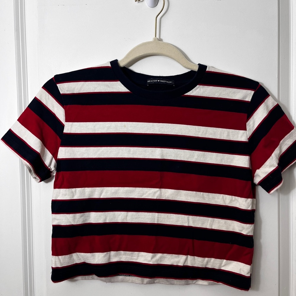 Brandy Melville Striped Crop Top (Red/White/Blue)